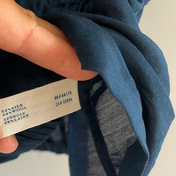 Anthropologie Leifsdottir Cap Sleeve Silk/Wool Blend Blouse || SZ 0 || Navy - Picture 6 of 8